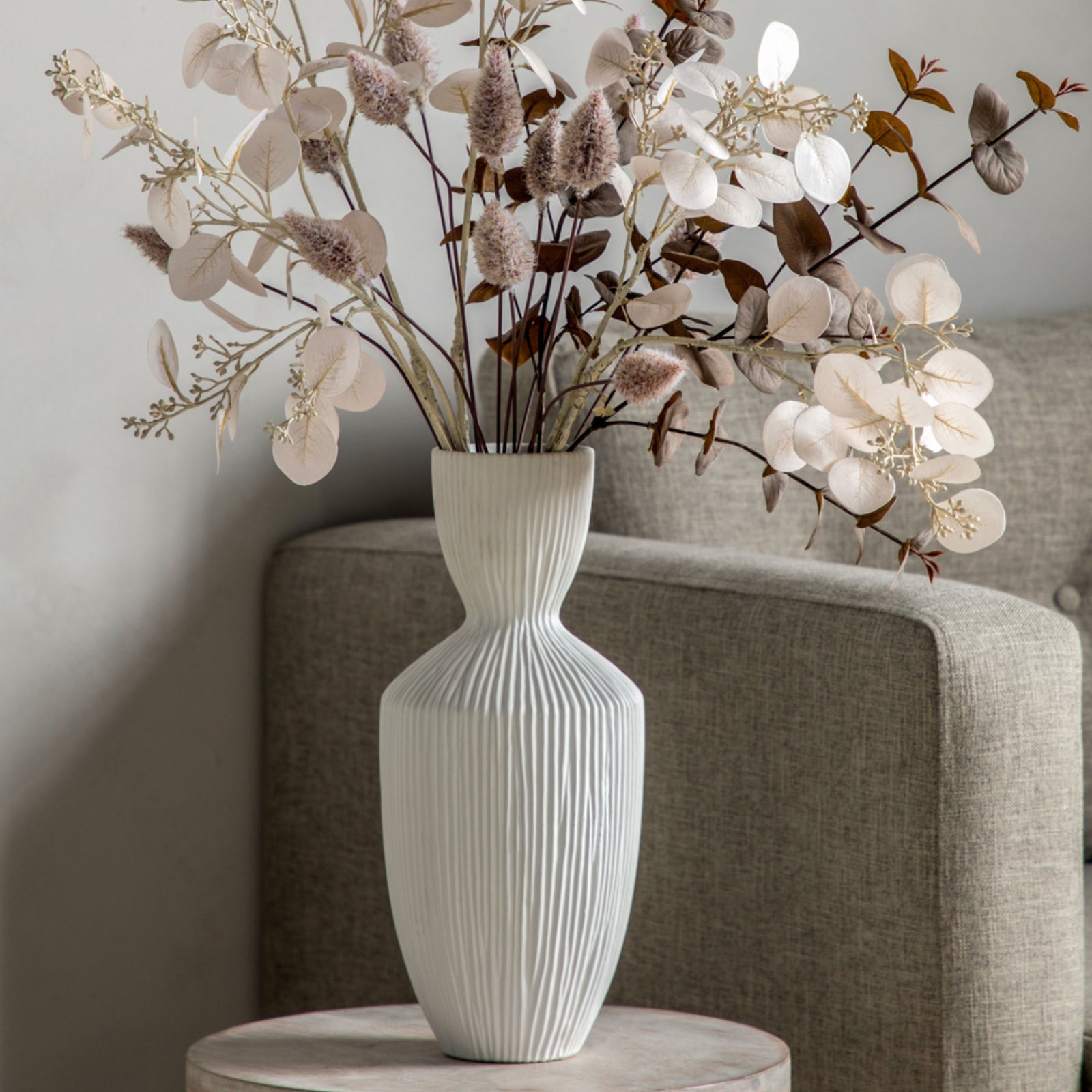 Textured Cream Shaped Vase - The Farthing