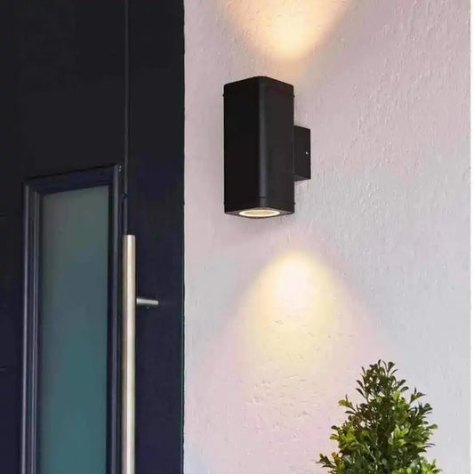 Textured Matt Black Exterior up & Down Wall Light - The Farthing