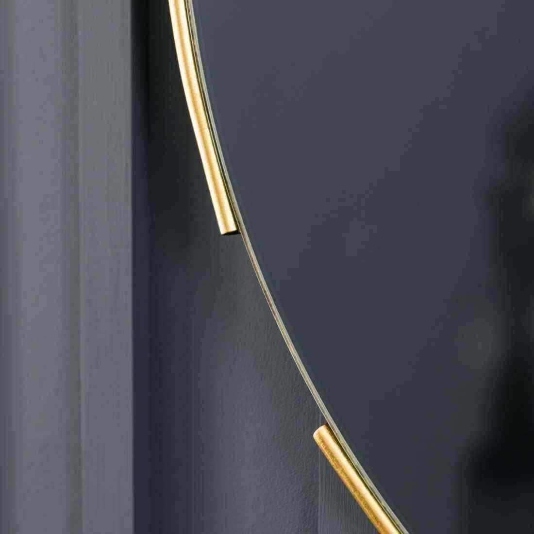 Tubular Notched Metal Frame Gold Round Mirror - The Farthing