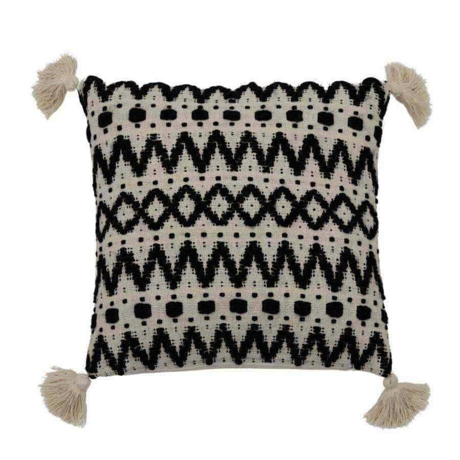 Tufted Black & Cream Aztec Cushion - The Farthing