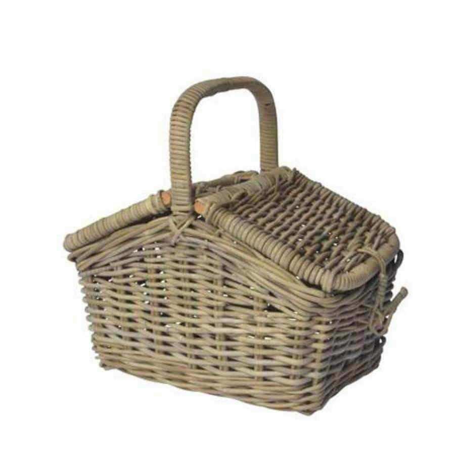Two Sided Rustic Rattan Picnic Basket - The Farthing