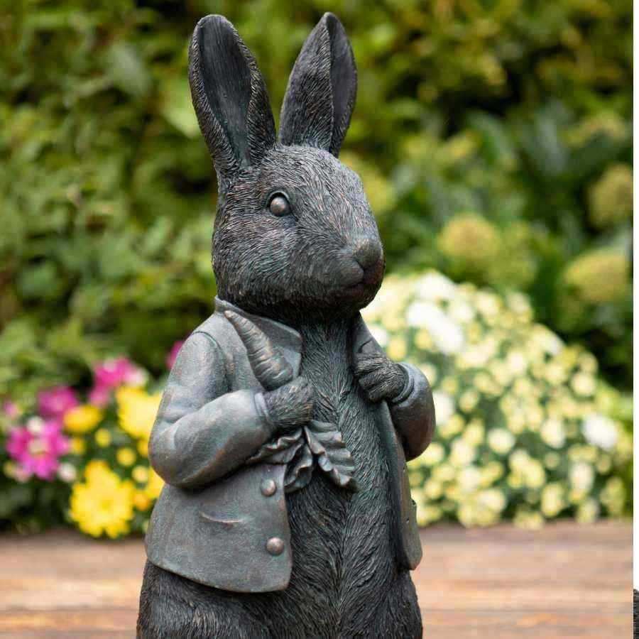 Verdigris Finish Rabbit Garden Ornament - The Farthing