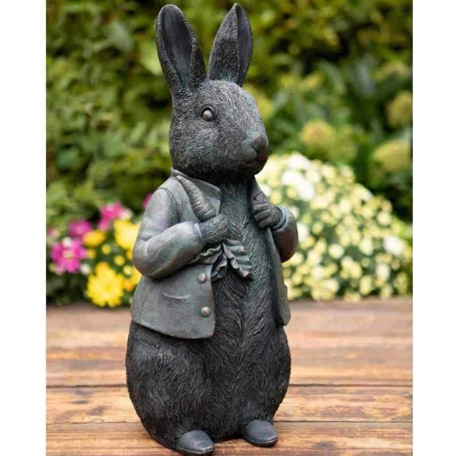 Verdigris Finish Rabbit Garden Ornament - The Farthing