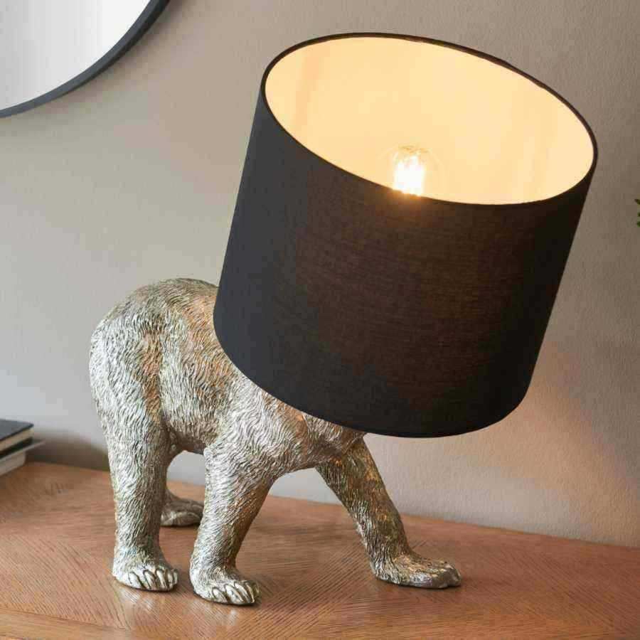 Vintage Silver Bear Table Light with Shade - The Farthing