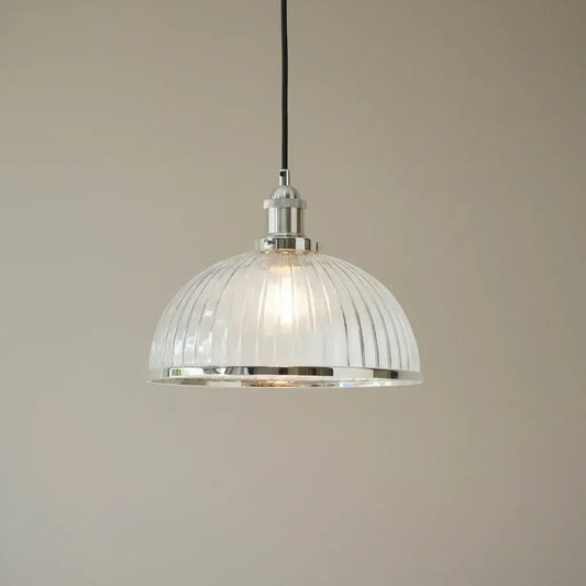 Vintage Style Ribbed Glass Pendant Light - The Farthing