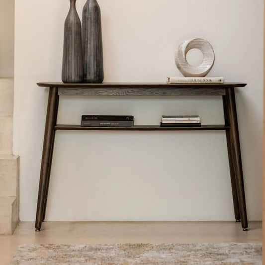 Visby Dark Stained Oak Console Table - The Farthing