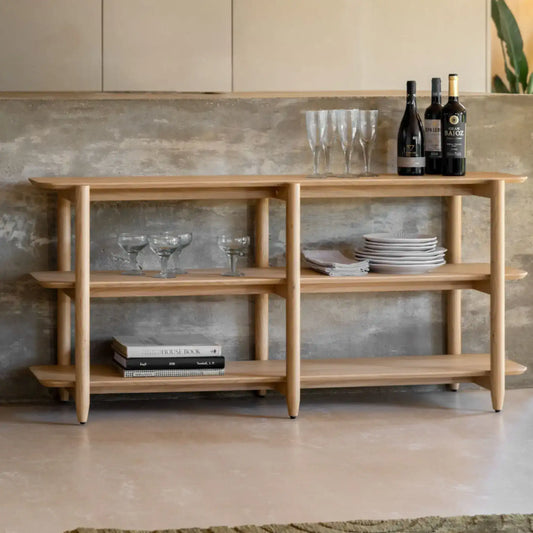 Visby Oak Open Display Wide Shelving Unit - The Farthing
