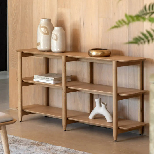 Visby Oak Open Display Wide Shelving Unit - The Farthing