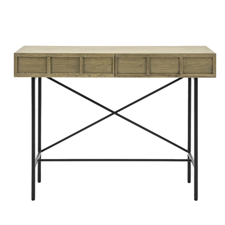 Weathered Oak Panel 2 Drawer Console Table - The Farthing