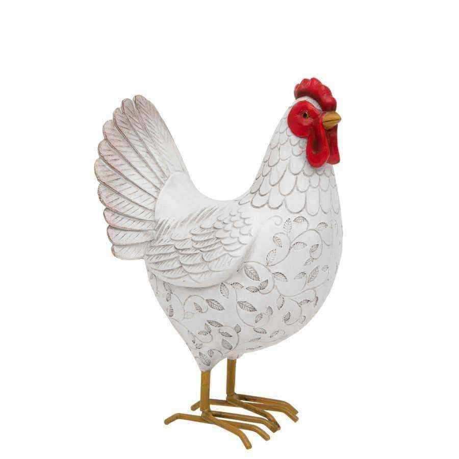 White Decorative Cockerel Figure Ornament - The Farthing