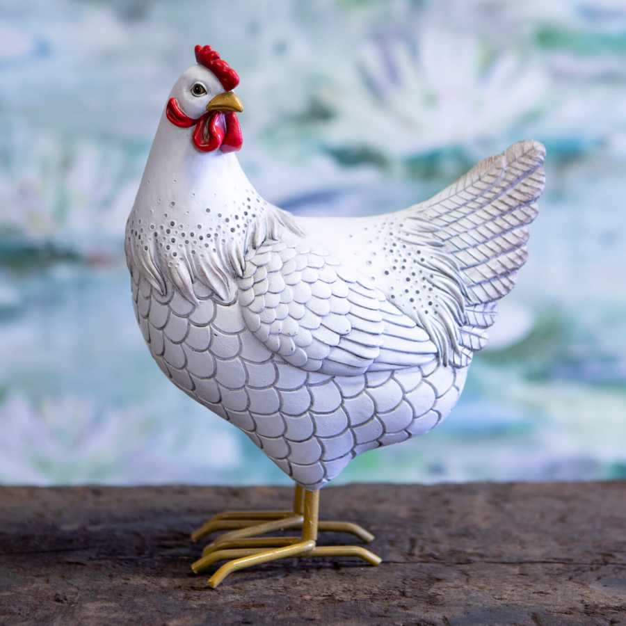 White Decorative Hen Figure Ornament - The Farthing