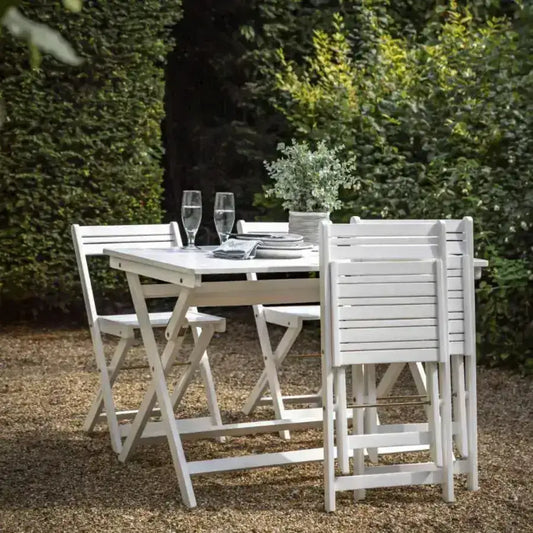 White Foldaway 4 Seater Garden Dining Set - The Farthing