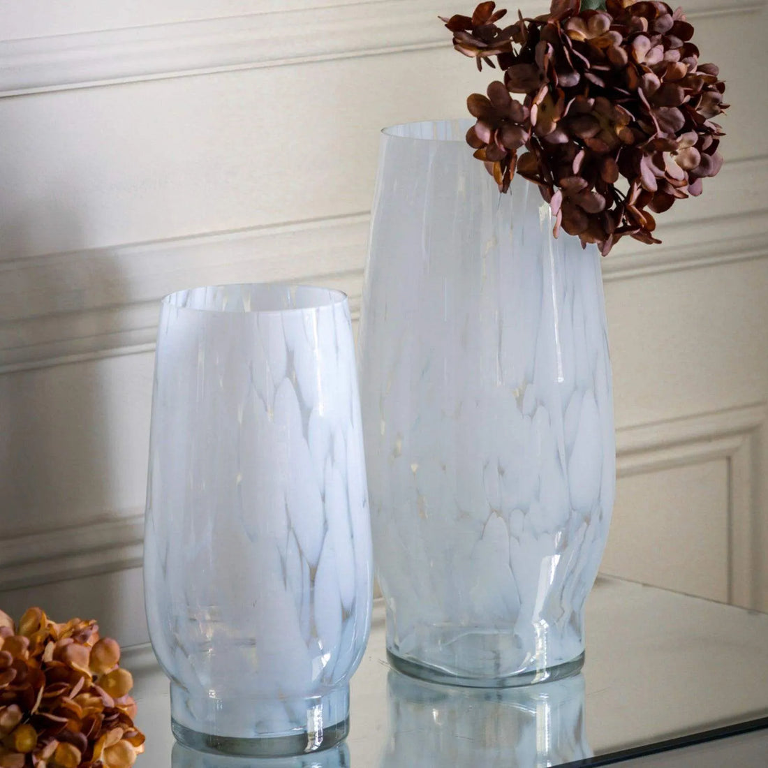 White Glass Seeded Finish Vase - Choice of Size - The Farthing