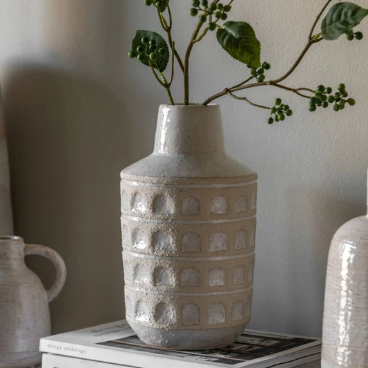 White Textured Finish Inca Vase - The Farthing