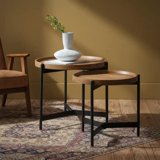 Wood Topped Tri Legged Table Set