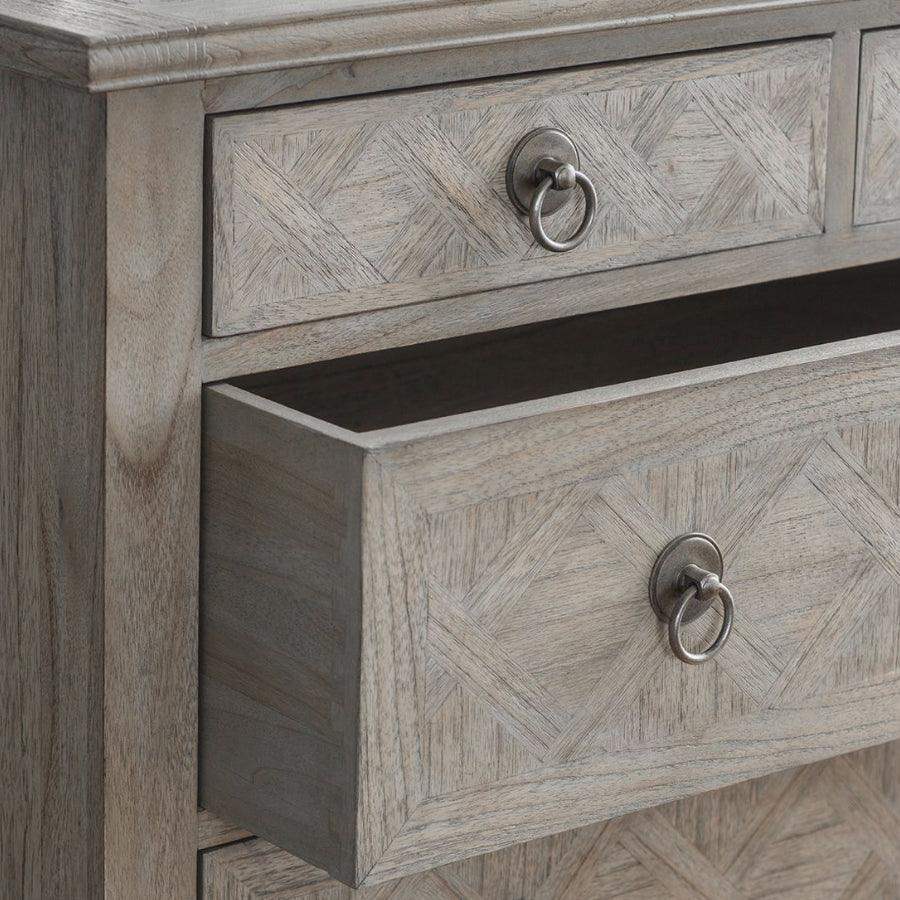 Wooden Parquet Styled Chest Of Drawers - The Farthing