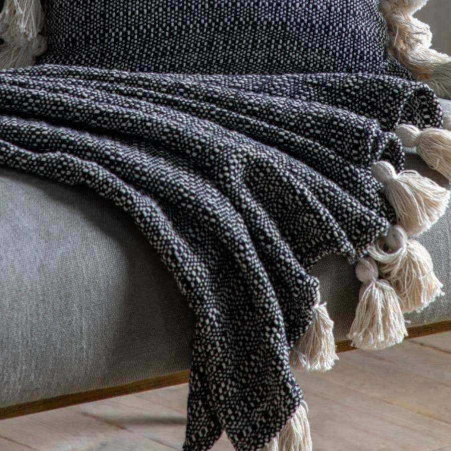 Woven Cream and Black Throw - The Farthing