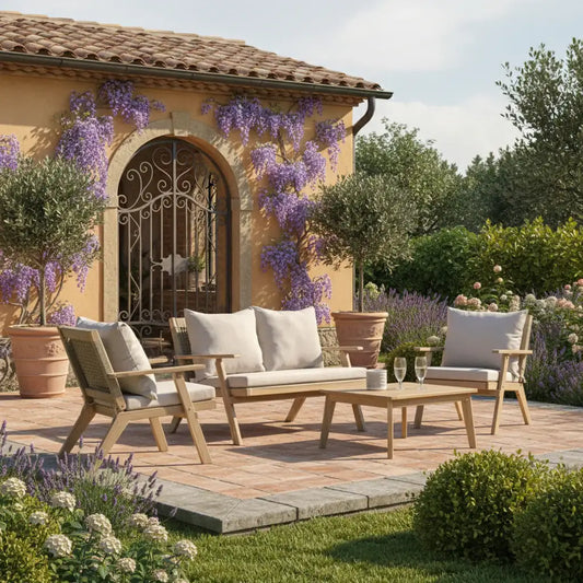 Woven Rope Wooden Outdoor Lounge Set - The Farthing