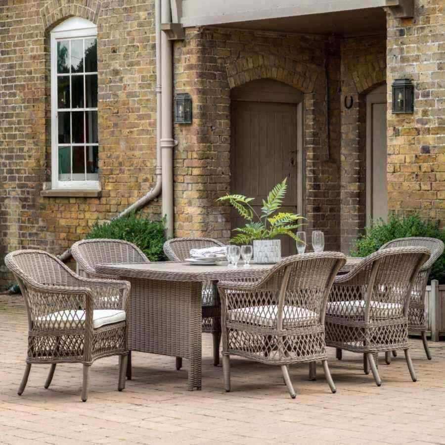 6 Seater Woven PE Rattan Outdoor Dining Set with Chairs - The Farthing