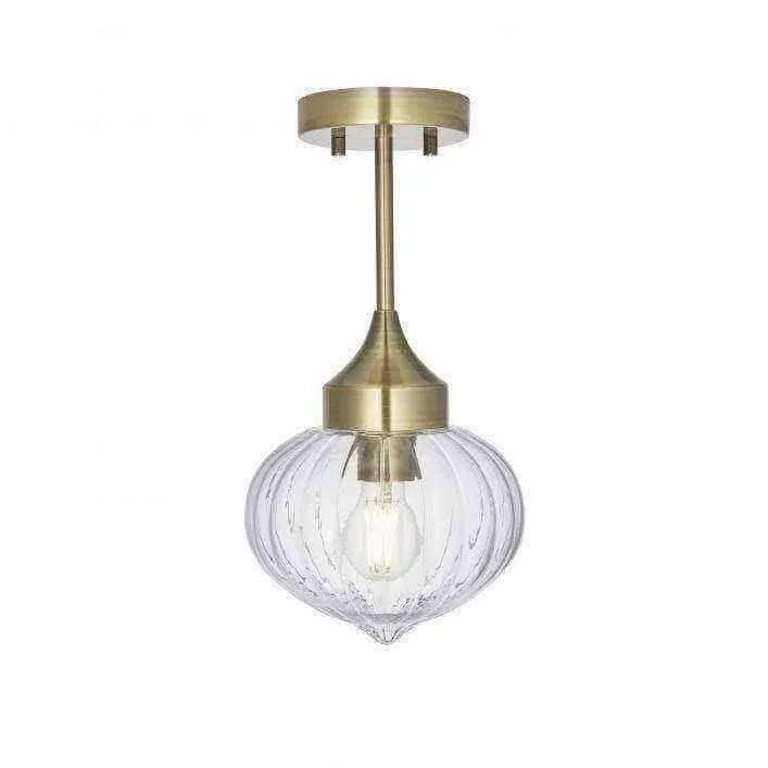Antiqued Brass and Glass Tulip Ceiling Light - The Farthing