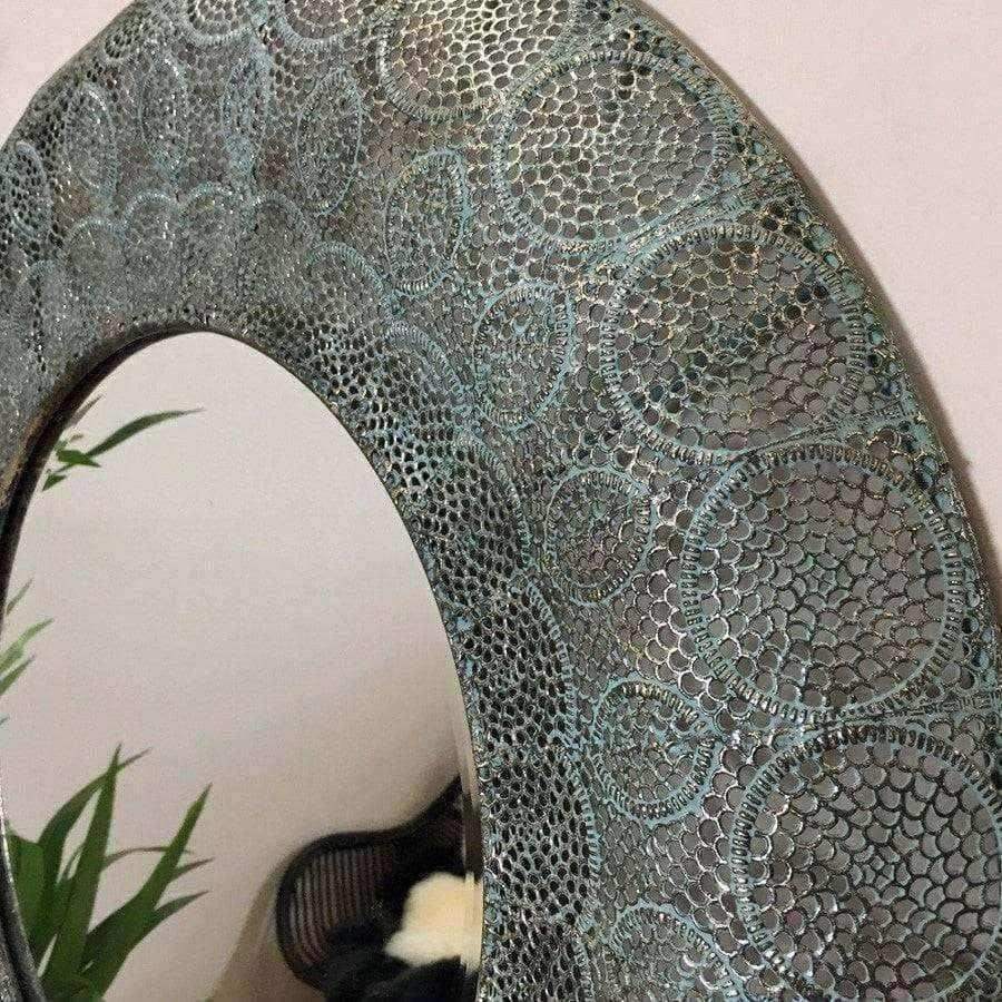 Antiqued Filigree Metal Wall Mirror - The Farthing