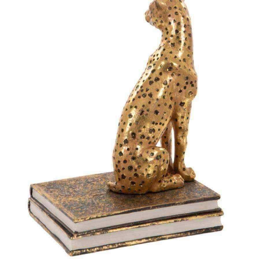Antiqued Gold Sitting Cheetah Bookends - The Farthing