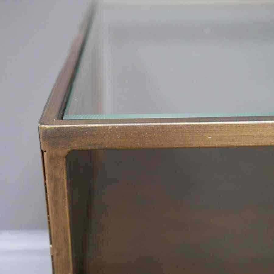 Burnished Gold Metal and Glass Top Coffee Table - The Farthing