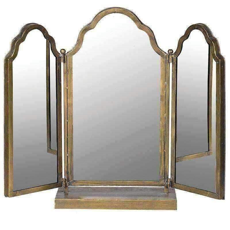 Distressed Gold Adjustable 3 Piece Table Mirror - The Farthing