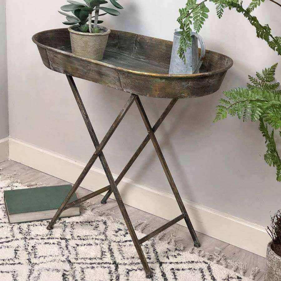 Distressed Gold Side Table - The Farthing