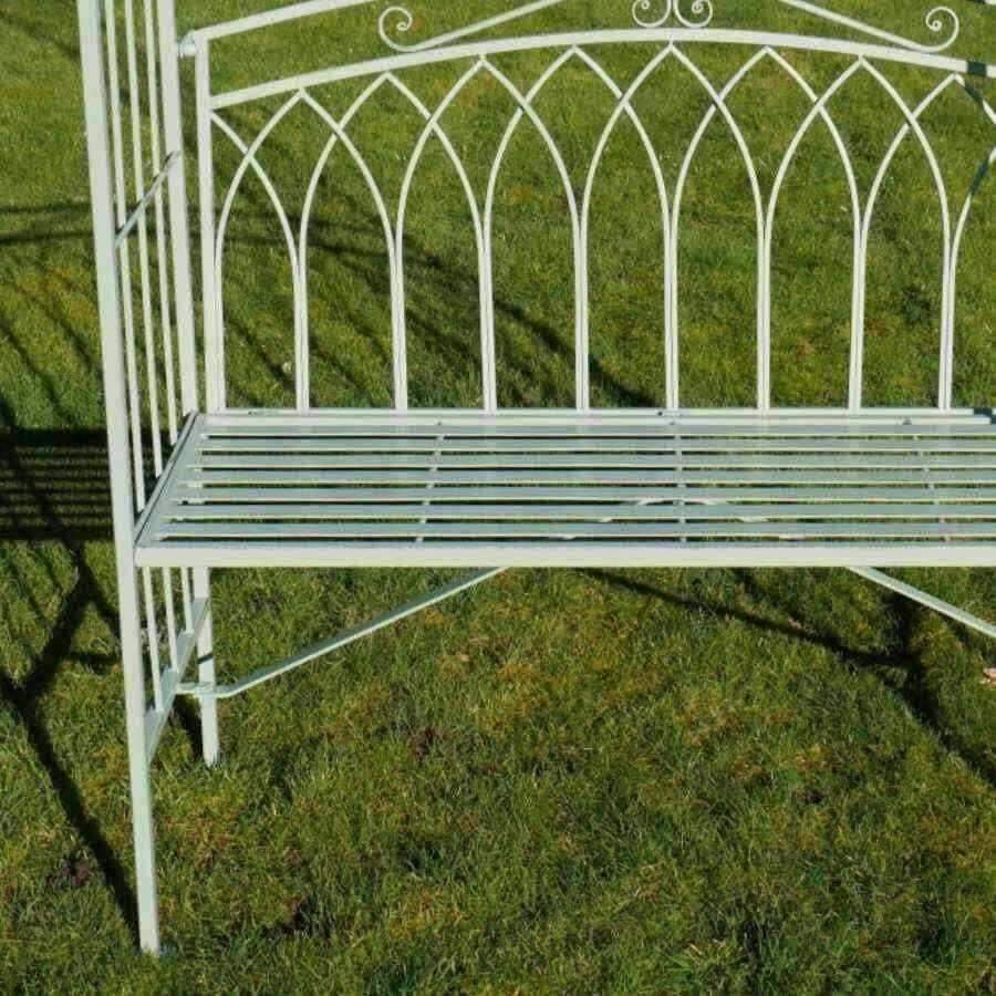 Distressed Green Steel Arch and Garden Bench - The Farthing