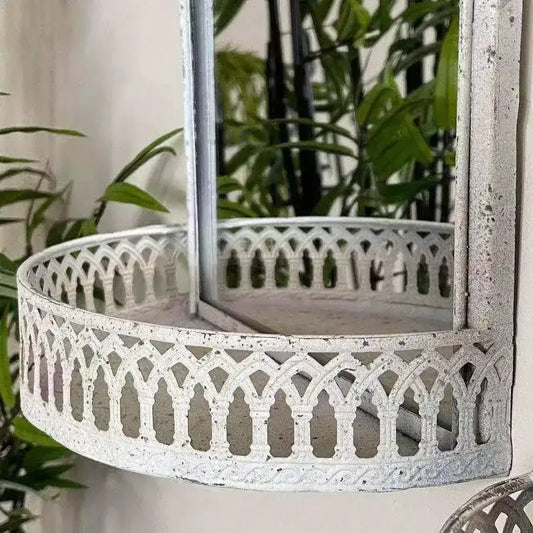 Distressed White Wall Mirror Shelf - Set of Two - The Farthing