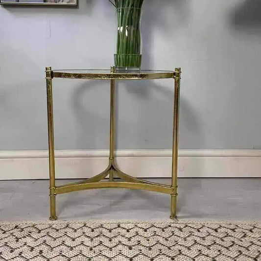 Elegant Round Glass Top Side Table - The Farthing