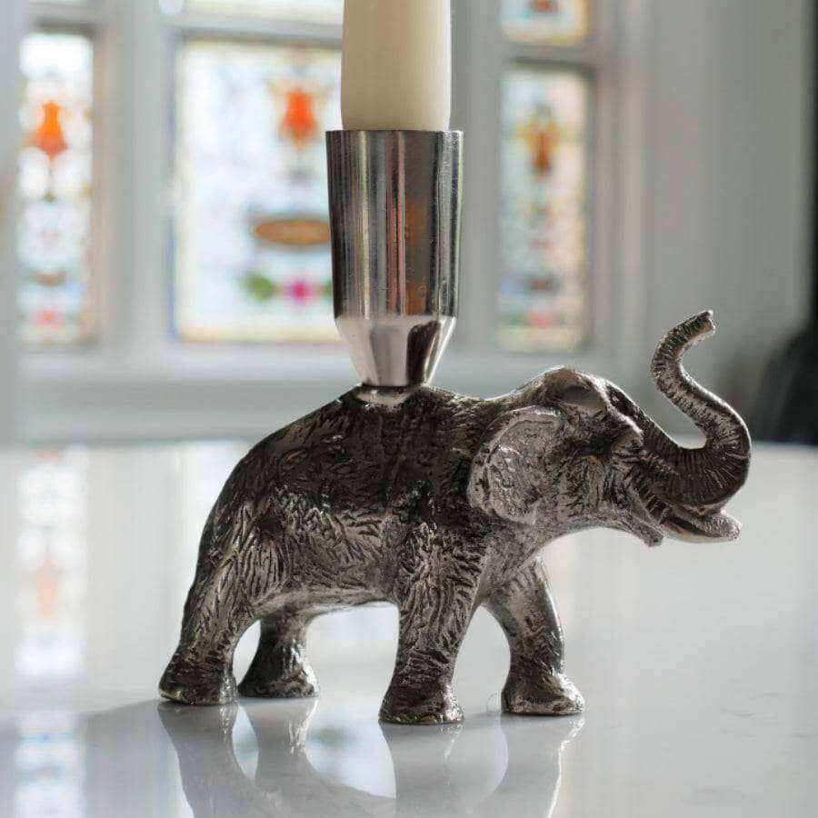 Elephant Shaped Metal Candle Holder - The Farthing