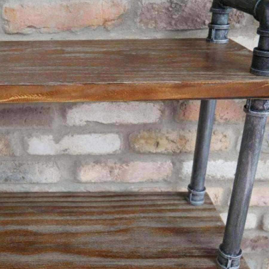 Floor Standing Metal and Wood Thorncombe Pipe Shelf - The Farthing