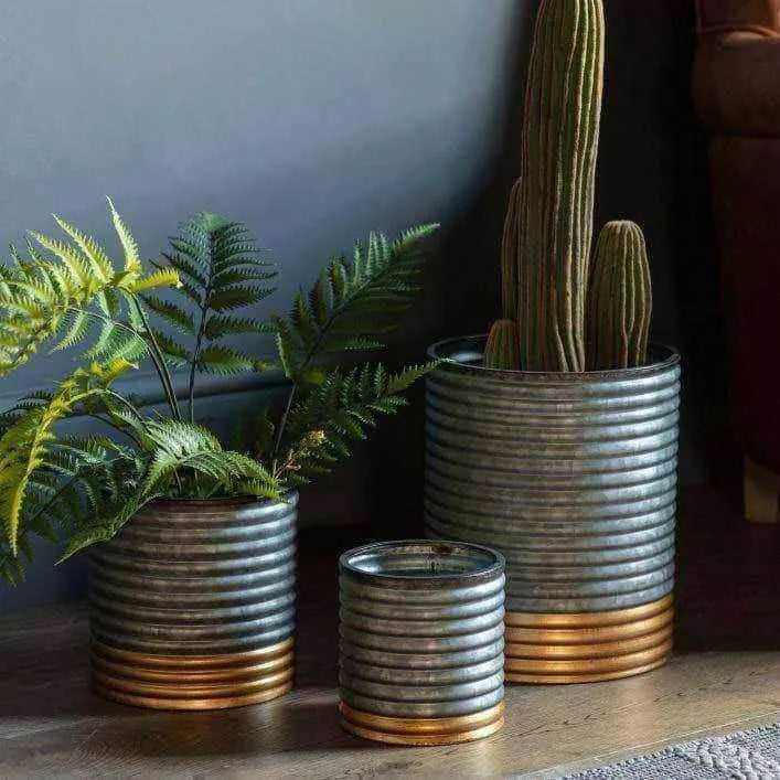 Gold Base Metal Planter Set of 3 - The Farthing