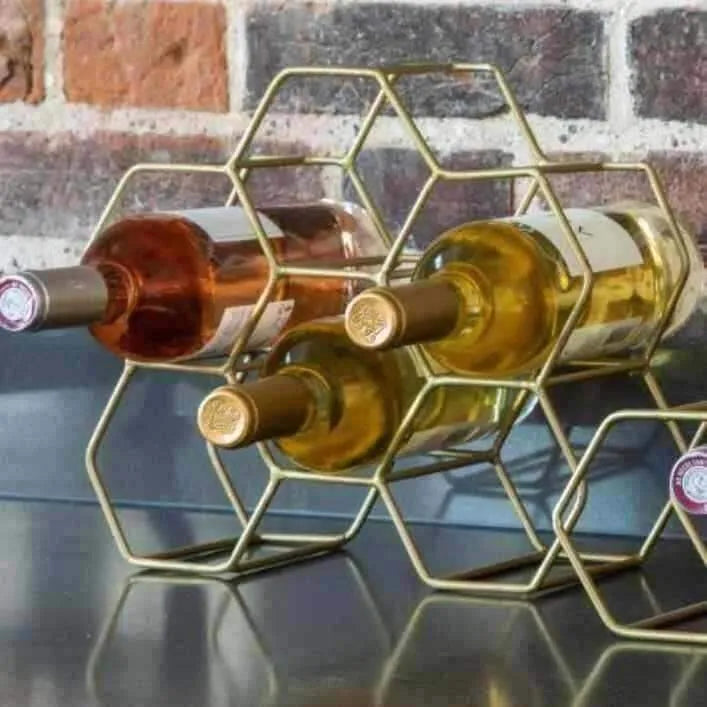 Gold Metal Tabletop Honeycomb Wine Rack - The Farthing