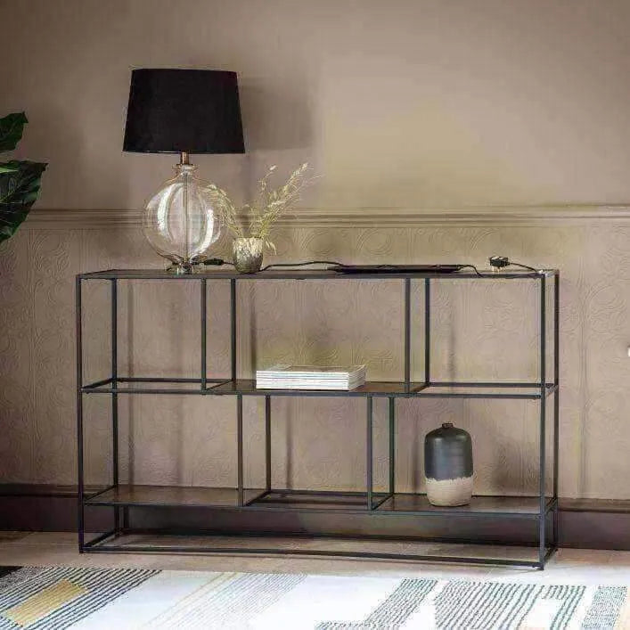 Gold Textured Top Metal Console Table - The Farthing