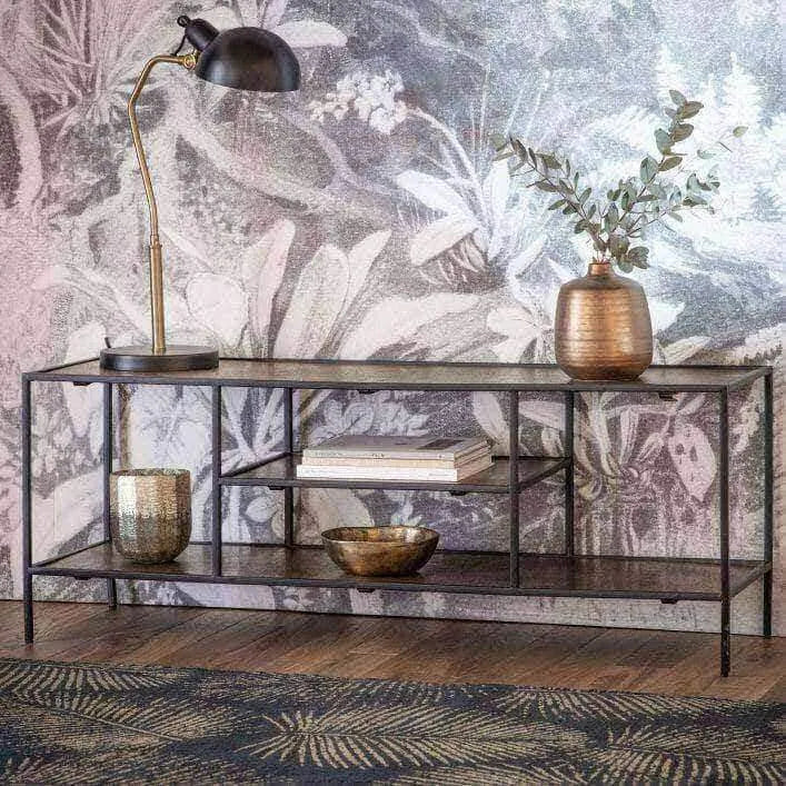 Gold Textured Top Metal Open Media Unit - The Farthing