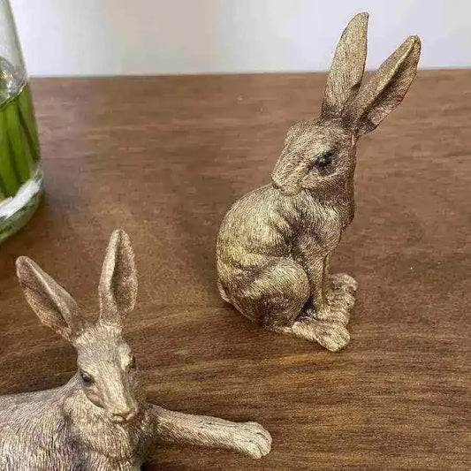 Golden Set of Three Hare Ornaments - The Farthing