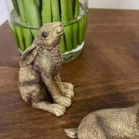 Golden Set of Three Hare Ornaments - The Farthing