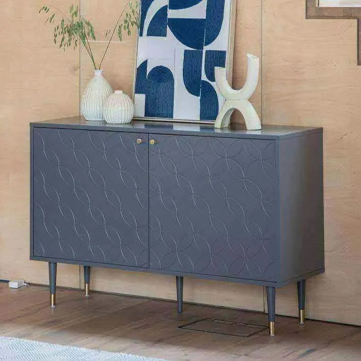 Grey Geometric Circular Pattern Sideboard Cabinet - The Farthing