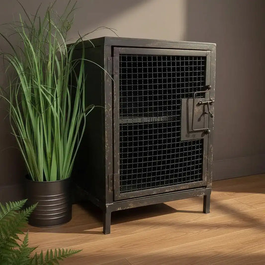 Industrial Black Metal Side Cabinet - The Farthing