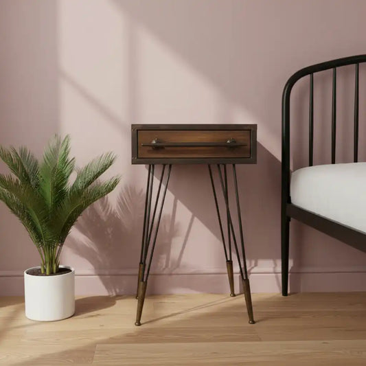 Industrial Side Table with Drawer - The Farthing