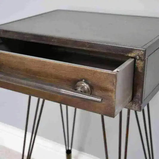 Industrial Side Table with Drawer - The Farthing