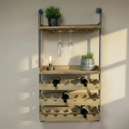 Industrial Wall Mounted Wine Bottle Shelf - The Farthing