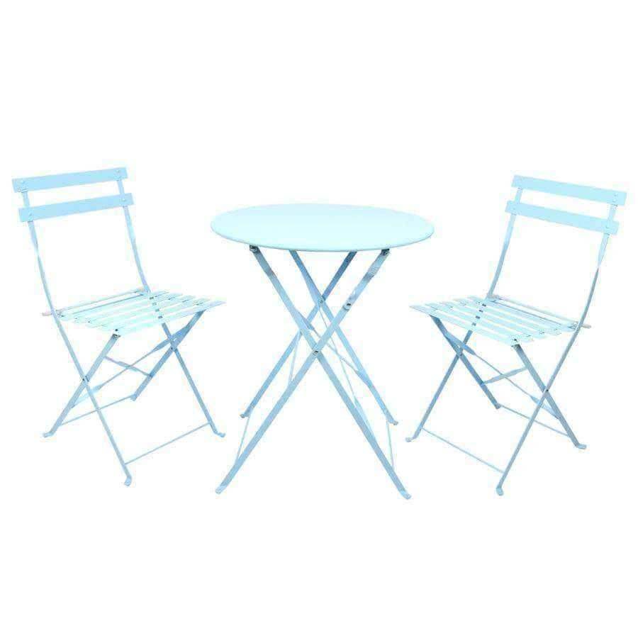 Light Blue Metal Bistro Set of Table & Two Chairs - The Farthing
