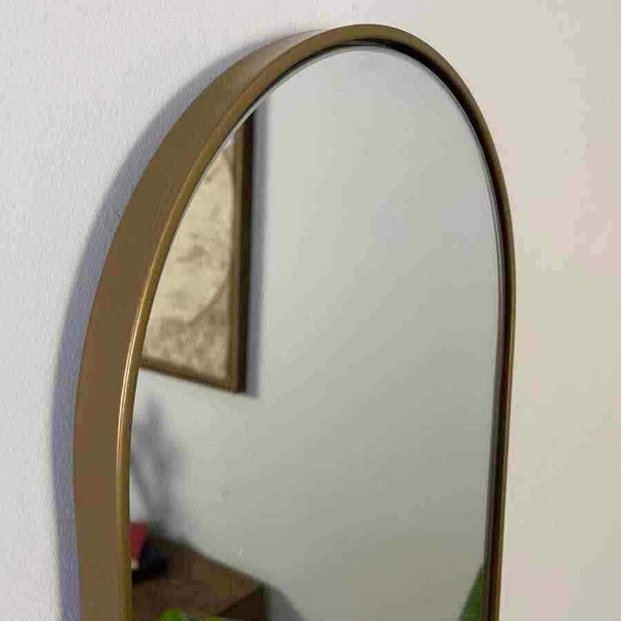 Long Slim Arched Top Gold Wall Mirror - The Farthing