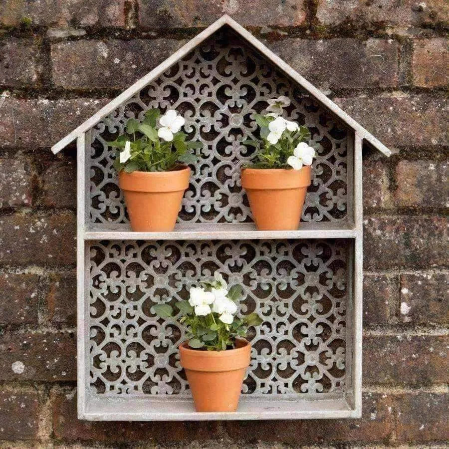 Metal Filigree Backed Wall Plant Pot Shelf - The Farthing