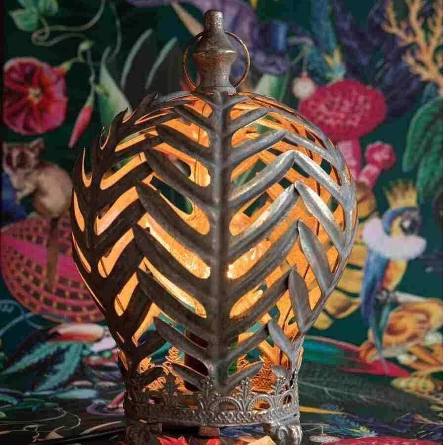 Metal Palm Leaves Table Lamp - The Farthing