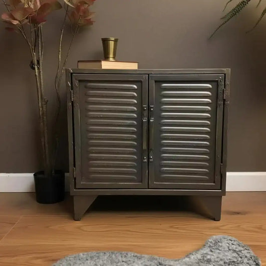 Metal Slatted Side Cabinet - The Farthing